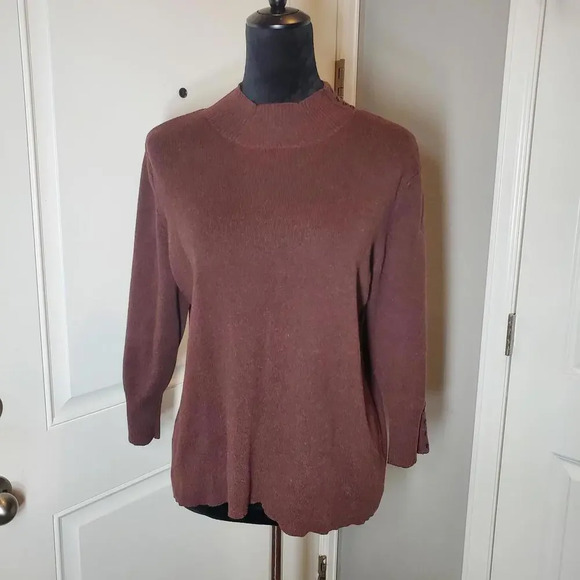 Coldwater Creek Women's Brown Wool Blend Mockneck Sweater Size XL - Picture 1 of 12